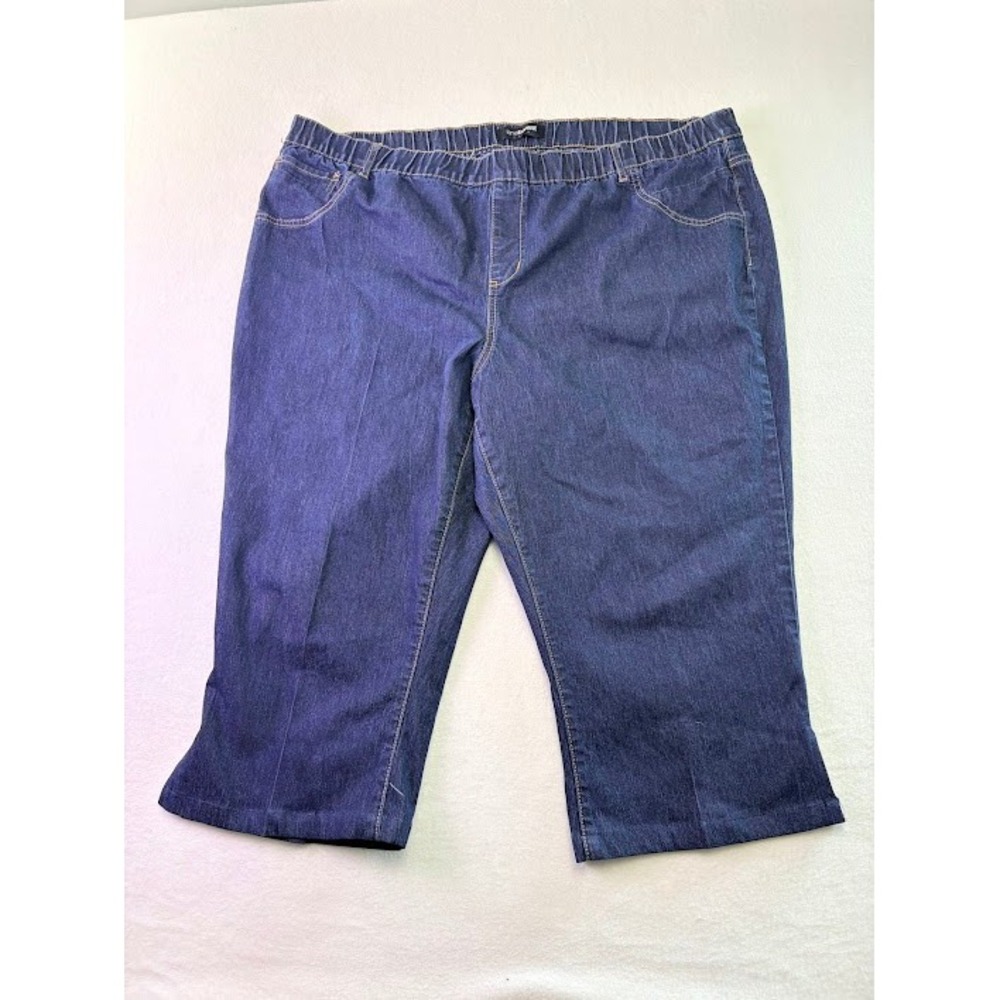 Lane Bryant Denim Capris Womens 22 Blue Pull On Elastic Waist Stretch